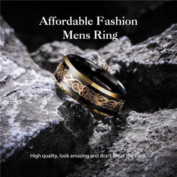 7mm 8mm Black Mens Wood Ceramic Ring Wedding Band Polished Finish Brown Wood - Picture 3 of 7